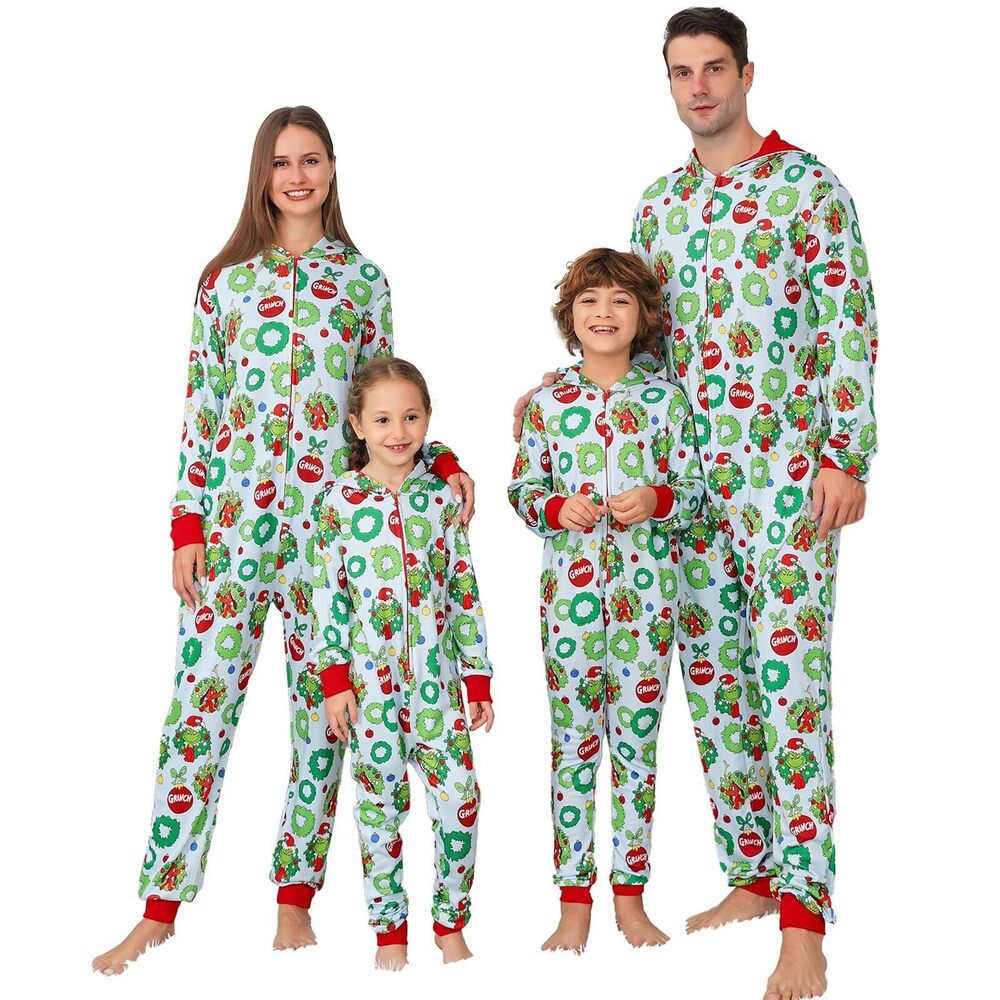 5317 Ugly Christmas Onesie Pajamas For Family, Lazy Family Matching